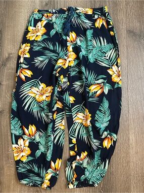 Tropical Print Jogger Style Pants Size L
